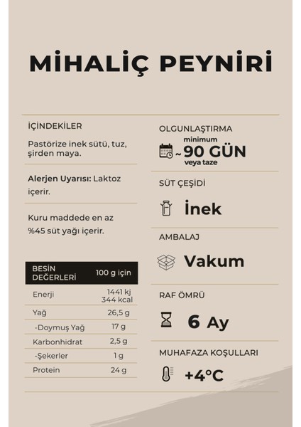Mihaliç (Kelle) Peyniri 300 gr – Dinlendirilmiş