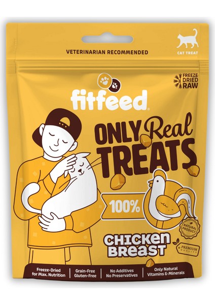 Freeze-Dried Çiğ Tavuk Göğüs Kedi Ödülü 40g