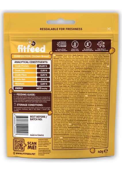 Freeze-Dried Çiğ Tavuk Göğüs Kedi Ödülü 40g fiyatları