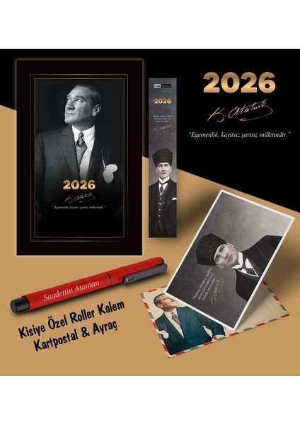 2026 Istikbal Atatürk Ajandası Ayraç Kartpostal Kalem - Kırmızı
