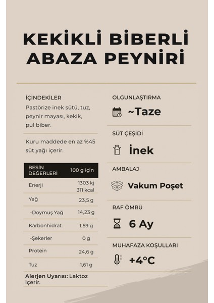 Kekikli Biberli Abaza Peyniri 250 gr – Dinlendirilmiş