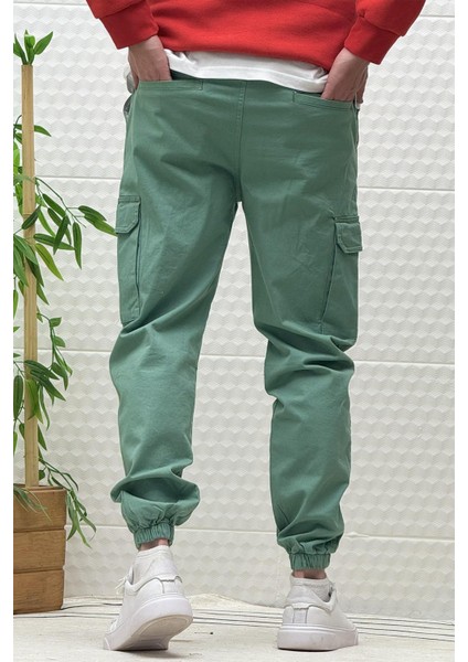 Erkek Beli Lastikli Likralı Kargo Cepli Gabardin Pantalon fırsatları