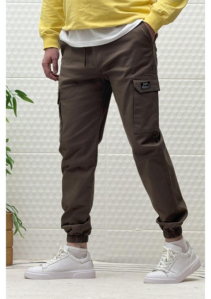 Erkek Beli Lastikli Likralı Kargo Cepli Gabardin Pantalon