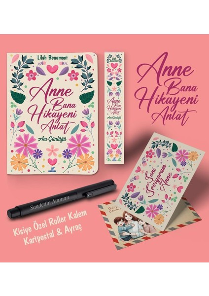 Kişiye Özel Anne Bana Hikayeni Anlat Ayraç Kartpostal Kalem - Siyah