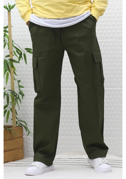 Erkek Kargo Cepli Baggy Gabardin Pantalon