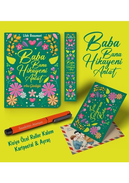 Kişiye Özel Baba Bana Hikayeni Anlat Ayraç Kartpostal Kalem - Turuncu