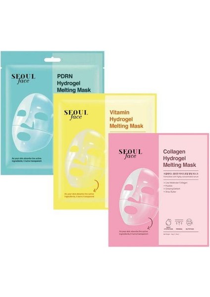 Pdrn Vitamin ve Kolajen Eriyen Şeffaflaşan Nemlendirici Melting Yüz Maskesi Seti 34 Gr.