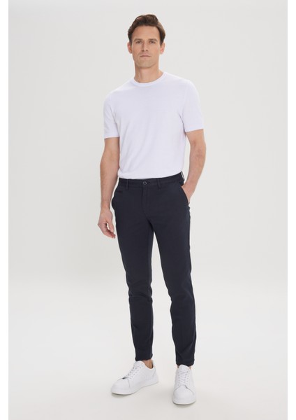 Slim Fit Dar Kesim Yan Cepli Pamuklu Esnek Armürlü Pantolon