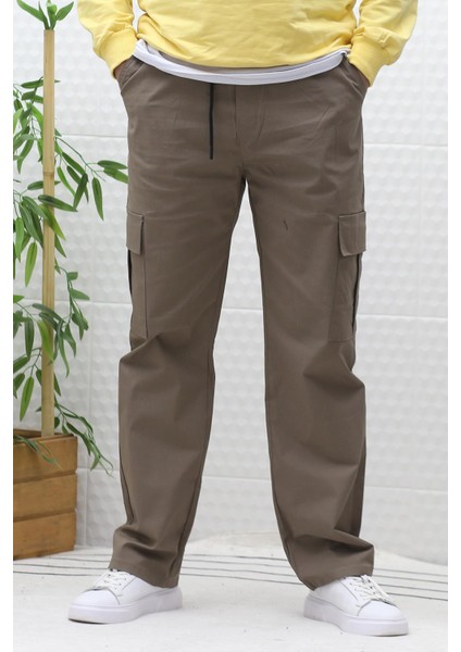 Erkek Kargo Cepli Baggy Gabardin Pantalon