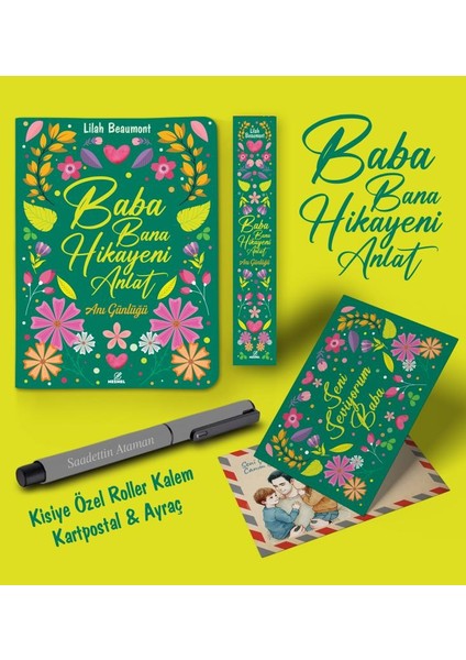 Kişiye Özel Baba Bana Hikayeni Anlat Ayraç Kartpostal Kalem - Gri
