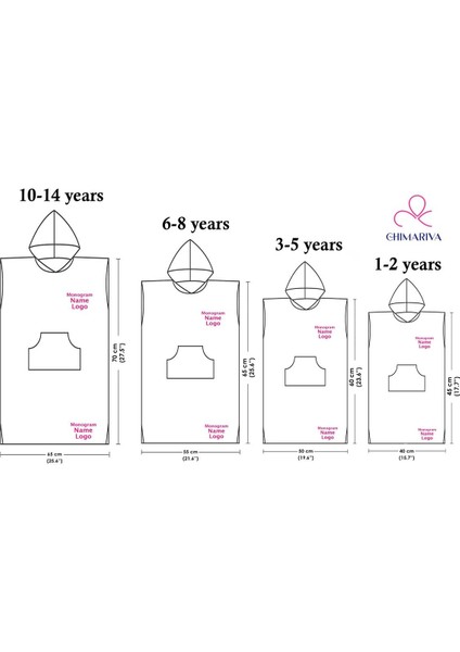 Kişiye Özel Isim Nakışlı Kapüşonlu Çocuk Pançosu modelleri