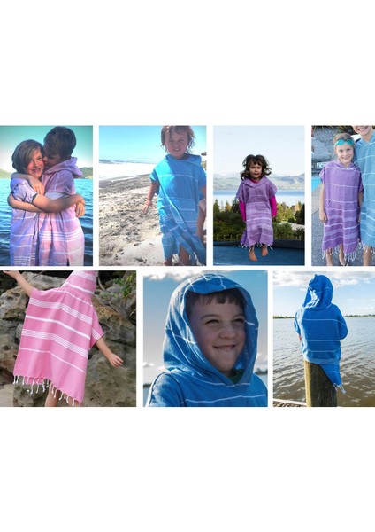 Kişiye Özel Isim Nakışlı Kapüşonlu Çocuk Pançosu