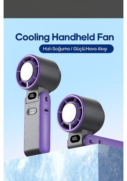 3600MAH USB Sarjli El Tipi Vantilator – Ice Cool Teknoloji, 100 Kademeli Hız, Cift Etkili Soğutma