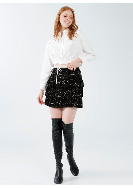 Lastikli Bel Siyah Kadın Etek K-GAMBIA22