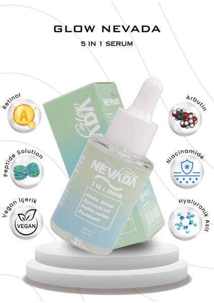 5 In 1 Yüz Bakım Serumu Cilt Aydınlatıcı Arbutin Retinol Hyaluronic Acid Peptide Solution Niacinamide