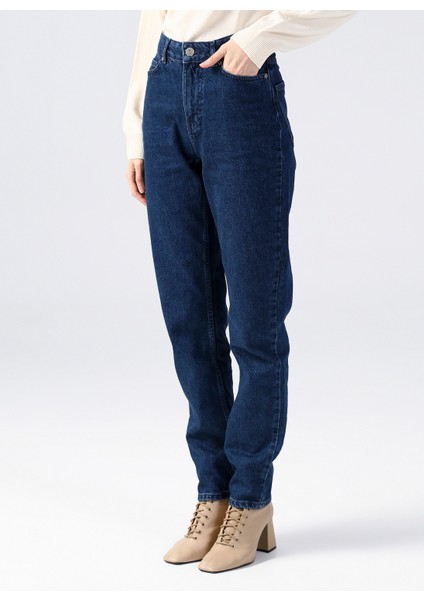 Yüksek Bel Normal Paça Mom Fit İndigo Kadın Denim Pantolon TERRA-2 modelleri