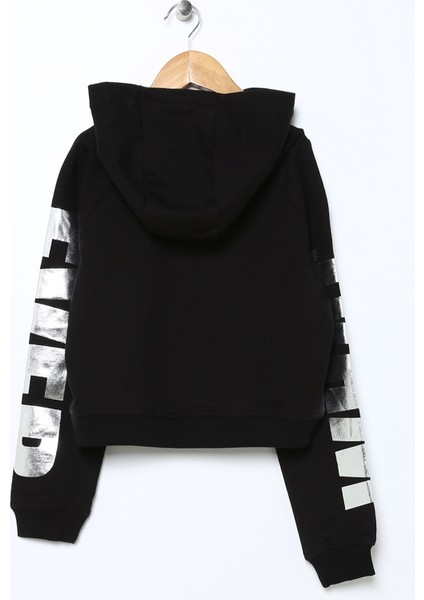 Varaklı Kız Çocuk Siyah Sweatshirt NG26
