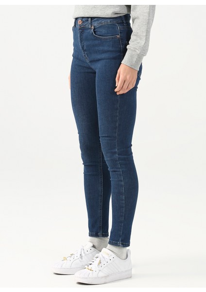 Yüksek Bel Skinny Paça Super Skinny Koyu İndigo Kadın Denim Pantolon DELLA-2 fırsatları