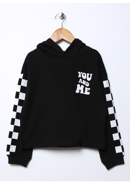 Baskılı Kız Çocuk Siyah Sweatshirt Prg-50