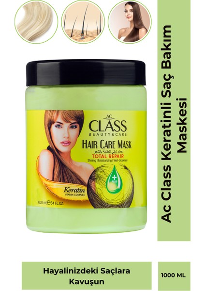 Keratinli Saç Bakım Maskesi 1000 ml | Düzleştirilmiş Etkili Bakım