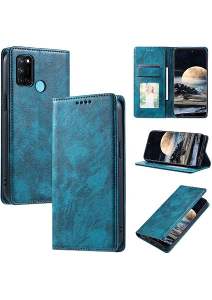 Realme C17 Koruyucu Manyetik Kart Yuvaları Tutucu Pu Deri Için Flip Case (Yurt Dışından)