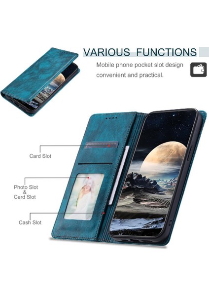 Realme C17 Koruyucu Manyetik Kart Yuvaları Tutucu Pu Deri Için Flip Case (Yurt Dışından)