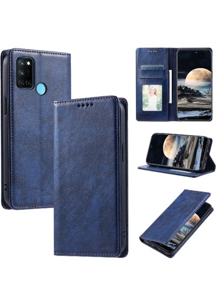 Realme C17 Koruyucu Manyetik Kart Yuvaları Tutucu Pu Deri Için Flip Case (Yurt Dışından)