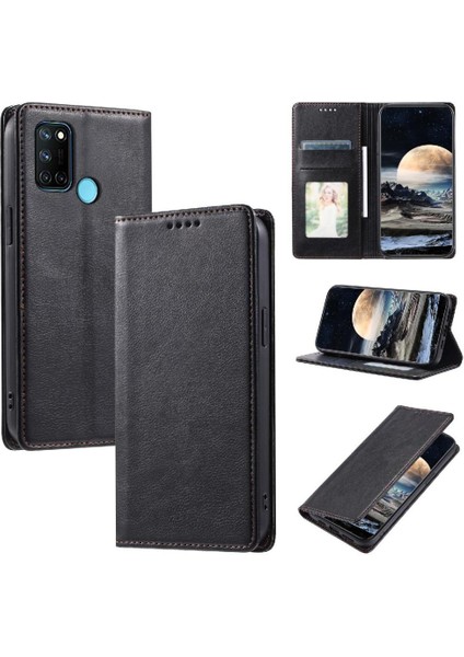Realme C17 Koruyucu Manyetik Kart Yuvaları Tutucu Pu Deri Için Flip Case (Yurt Dışından)
