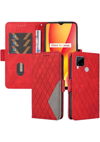 Kart Yuvası ve El Kayışı Iki Renk Ekleme ile Realme C15 Için Flip Case (Yurt Dışından)