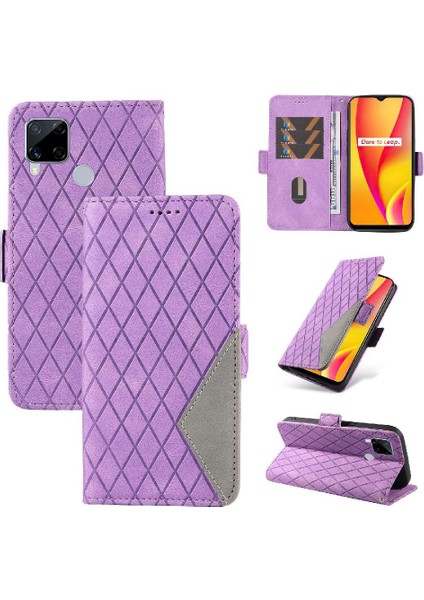 Kart Yuvası ve El Kayışı Iki Renk Ekleme ile Realme C15 Için Flip Case (Yurt Dışından)