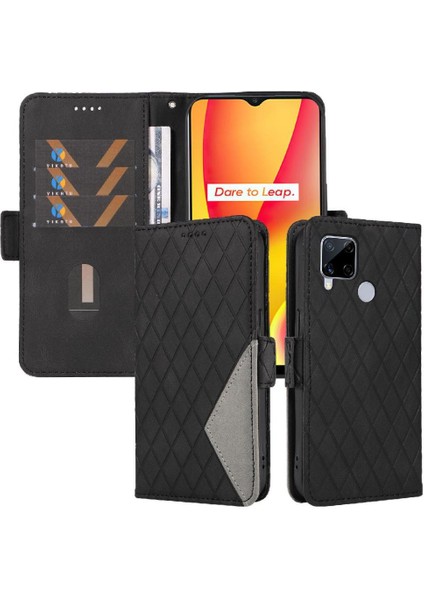 Kart Yuvası ve El Kayışı Iki Renk Ekleme ile Realme C15 Için Flip Case (Yurt Dışından)