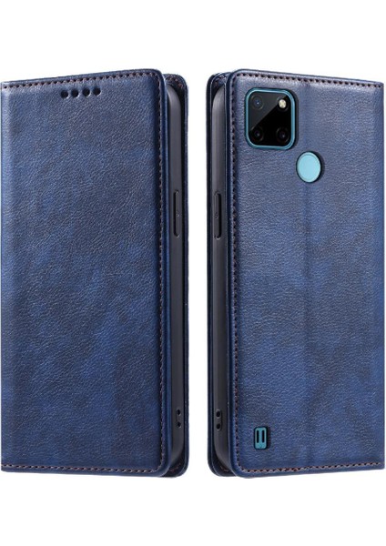 Realme C21Y Pu Deri Ince Cüzdan Kart Yuvaları Tutucu Için Flip Case (Yurt Dışından)