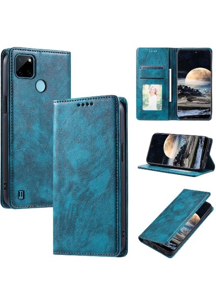 Realme C21Y Pu Deri Ince Cüzdan Kart Yuvaları Tutucu Için Flip Case (Yurt Dışından)