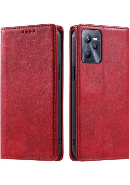 Realme C35 Ince Cüzdan Pu Deri Kart Yuvaları Tutucu Manyetik Için Flip Case (Yurt Dışından)