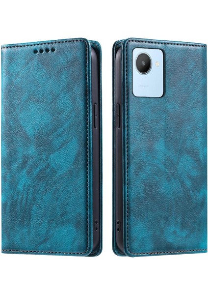 Realme C30 Kart Yuvaları Tutucu Koruyucu Pu Deri Manyetik Için Flip Case (Yurt Dışından)