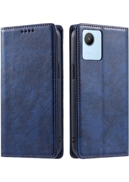 Realme C30 Kart Yuvaları Tutucu Koruyucu Pu Deri Manyetik Için Flip Case (Yurt Dışından)