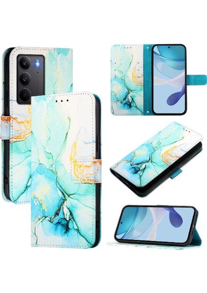Realme C75 4g Cüzdan Pu Deri Kickstand Mermer Desen Için Kılıf (Yurt Dışından)