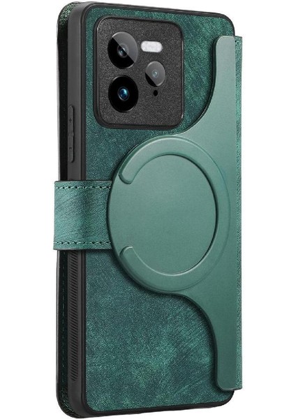 Realme Gt 7 Pro Retro Kart Standı Mıknatıs Koruyucu Malzeme Için Flip Case (Yurt Dışından)