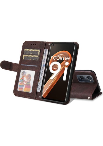 Realme 9i Darbeye Dayanıklı Kart Yuvası Sahipleri Için Flip Case Cüzdan Kısa Kayış (Yurt Dışından) fırsatları