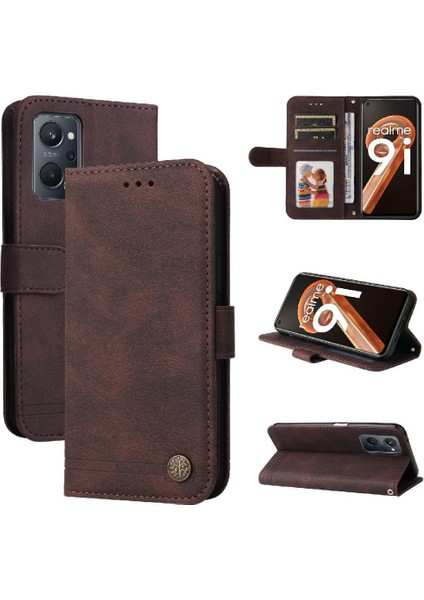Realme 9i Darbeye Dayanıklı Kart Yuvası Sahipleri Için Flip Case Cüzdan Kısa Kayış (Yurt Dışından) indirimleri