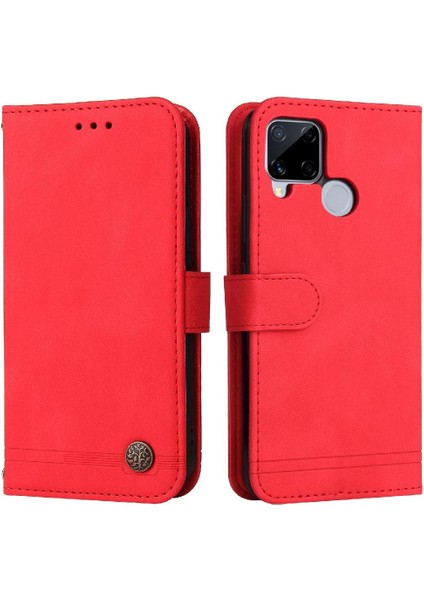 Realme C25/C25S Darbeye Dayanıklı Kart Yuvası Tutucular Için Flip Case Kısa Kayış (Yurt Dışından)