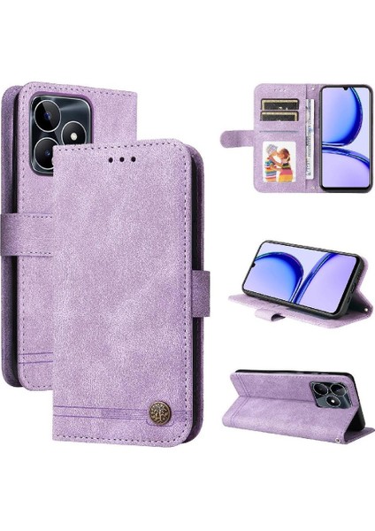 Realme C53 Kart Yuvası Sahipleri Için Flip Case Kısa Kayış Cüzdan Uzun Kayış (Yurt Dışından)