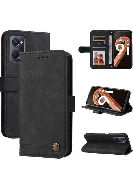 Realme 9i Darbeye Dayanıklı Kart Yuvası Sahipleri Için Flip Case Cüzdan Kısa Kayış (Yurt Dışından) indirimleri