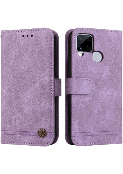 Realme C25/C25S Darbeye Dayanıklı Kart Yuvası Tutucular Için Flip Case Kısa Kayış (Yurt Dışından)