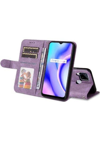 Realme C25/C25S Darbeye Dayanıklı Kart Yuvası Tutucular Için Flip Case Kısa Kayış (Yurt Dışından) modelleri