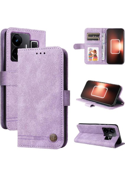 Realme Gt3 Darbeye Dayanıklı Uzun Kayış Kart Yuvası Sahipleri Için Flip Case Cüzdan (Yurt Dışından)