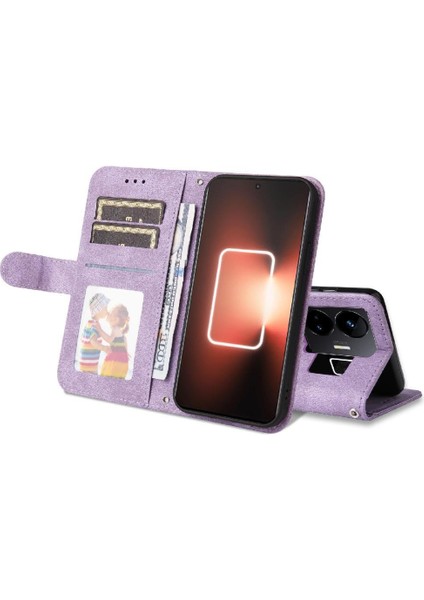 Realme Gt3 Darbeye Dayanıklı Uzun Kayış Kart Yuvası Sahipleri Için Flip Case Cüzdan (Yurt Dışından)
