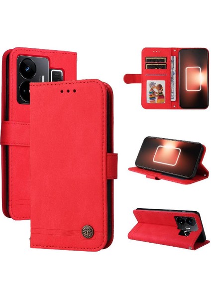 Realme Gt3 Darbeye Dayanıklı Uzun Kayış Kart Yuvası Sahipleri Için Flip Case Cüzdan (Yurt Dışından)
