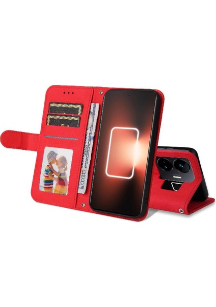 Realme Gt3 Darbeye Dayanıklı Uzun Kayış Kart Yuvası Sahipleri Için Flip Case Cüzdan (Yurt Dışından)