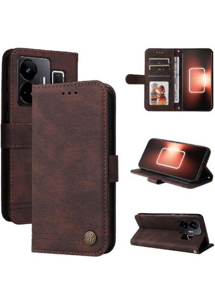 Realme Gt3 Darbeye Dayanıklı Uzun Kayış Kart Yuvası Sahipleri Için Flip Case Cüzdan (Yurt Dışından)